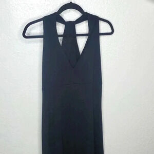 White House Black Market Black Cross Back Dress with Ruffle Hem Size Large